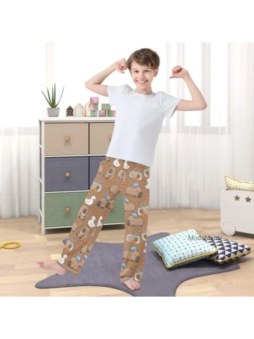Kids Pajama Pants Soft Long Sleep Bottoms 95% Polyester 5% Spandex